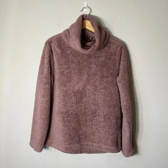 Zella Women's XS Furry Fleece Funnel Neck Teddy Mock Neck Pullover Purple Moon - Picture 3 of 16